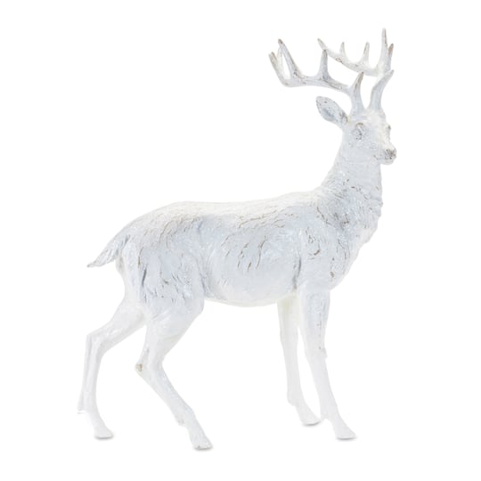 White & Gray Winter Deer Statue Set
